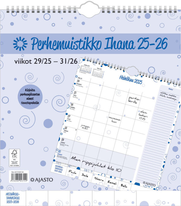 Perhemuistikko Ihana 2025-2026
