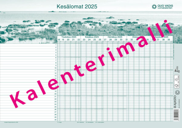 Quo Vadis -lomakalenteri 2025-2026